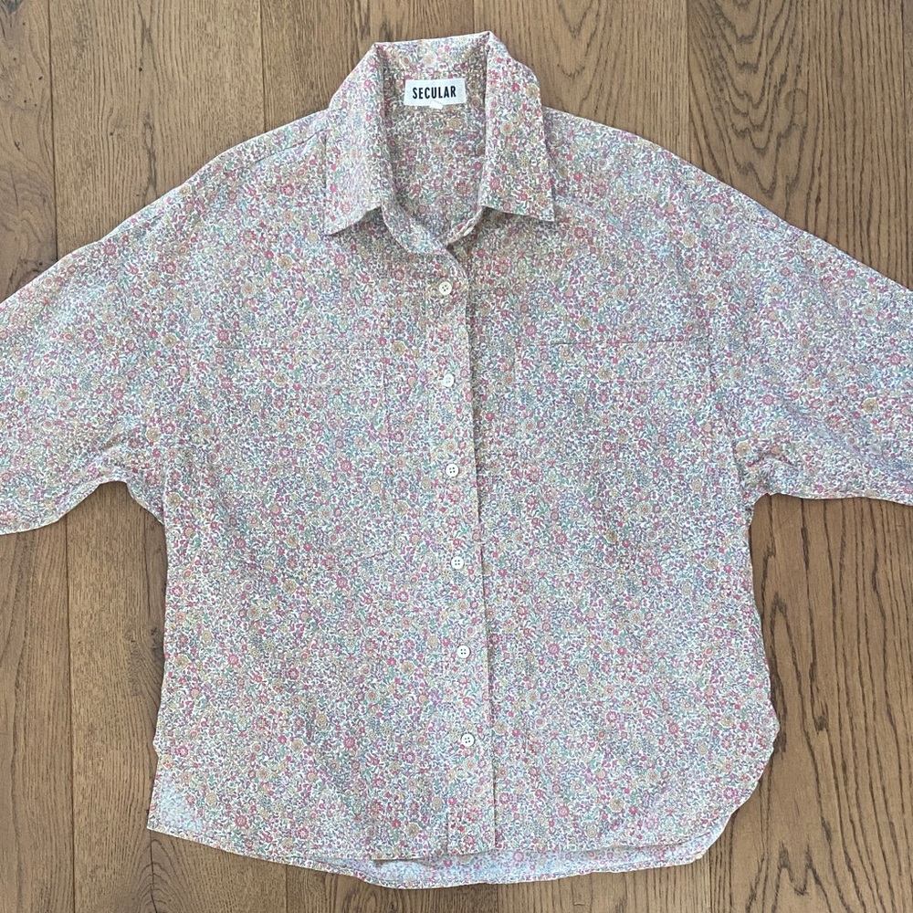 Secular Wild Flower Print Button Down - image 5
